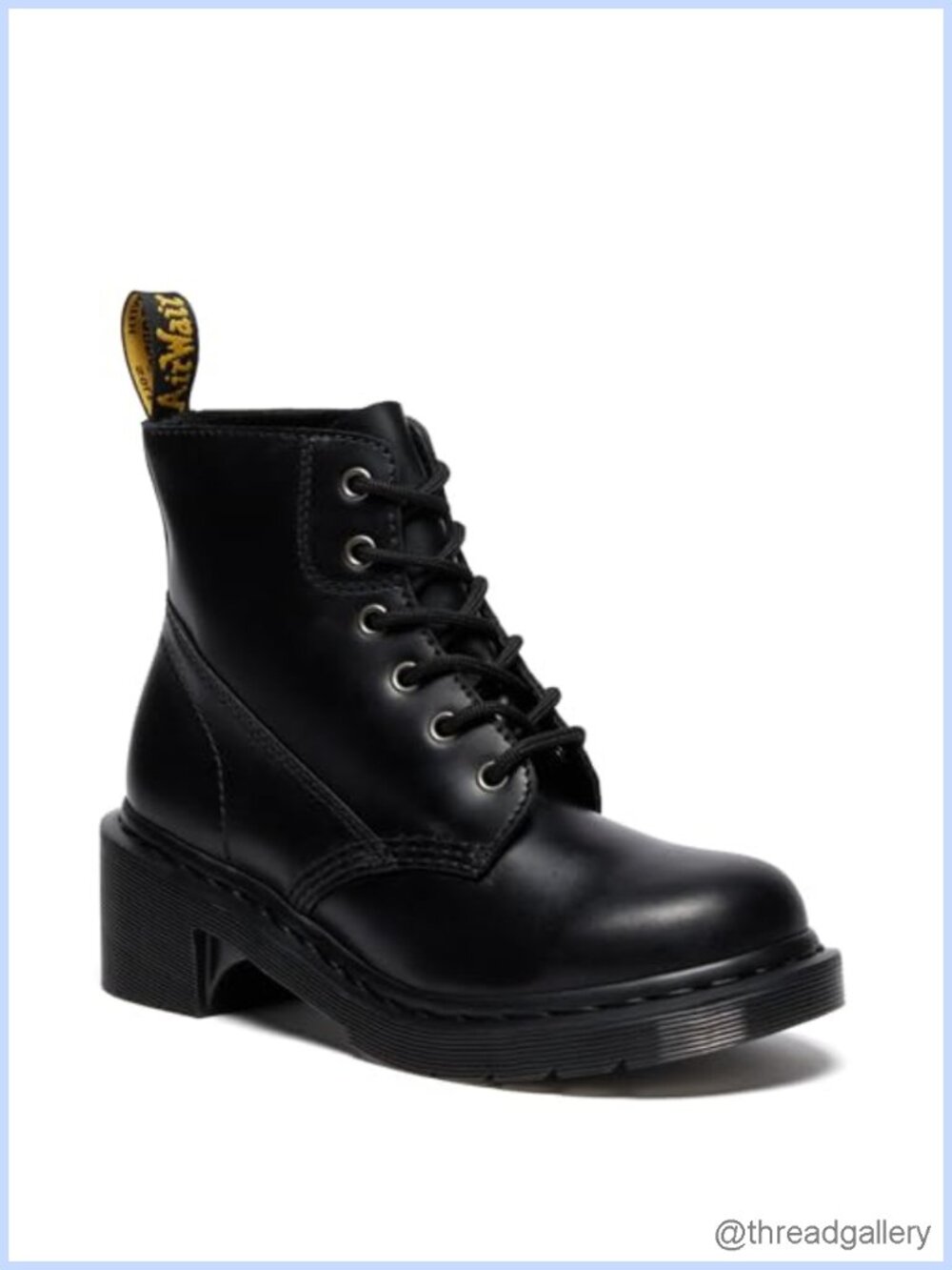 Leather Lace Up Heeled Ankle Boot Combat Block Heel - Women's